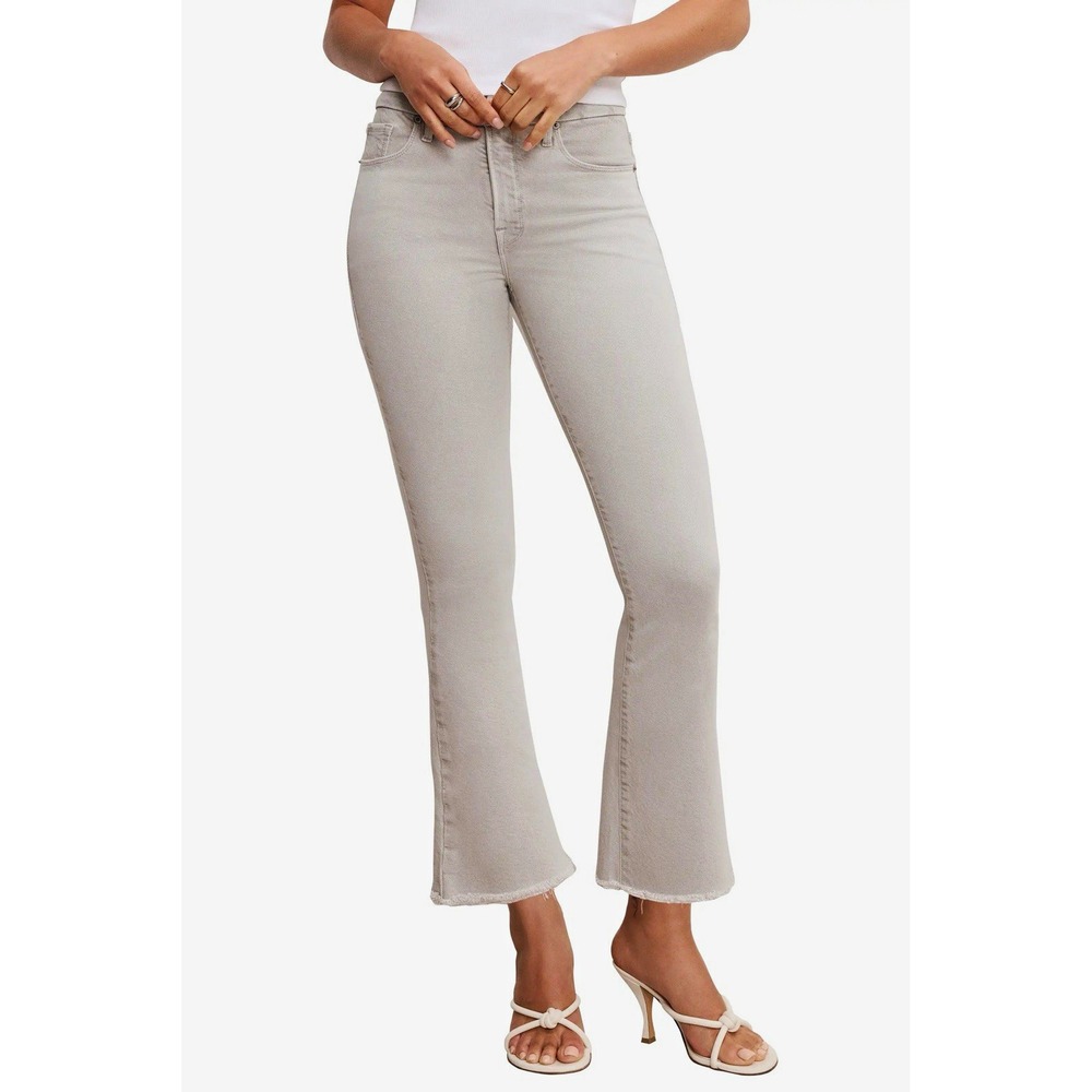 Good American NWT Soft-Tech Good Legs Frayed Crop Mini Bootcut Jeans 12 Msrp$169